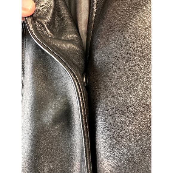 Reaction Kenneth Cole G-III Black Leather Coat‎ Womens M Black Smooth Mid Length - Picture 9 of 10